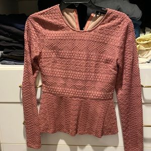 BCBG PEPLUM LONG SLEEVE TOP